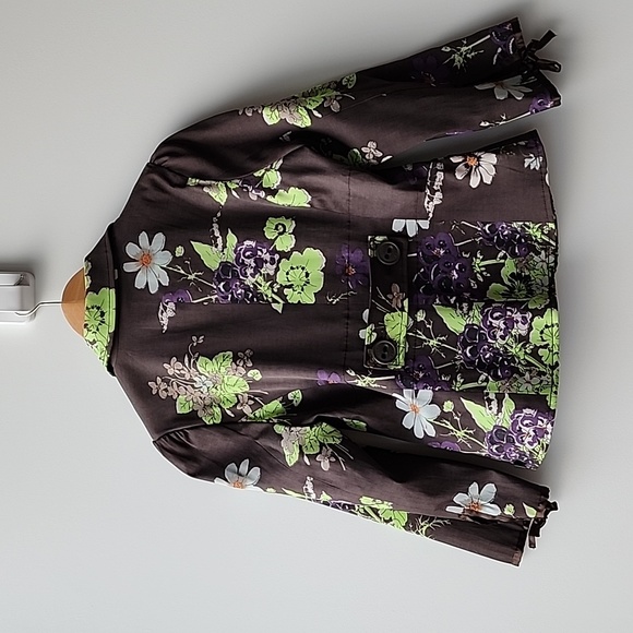 Vintage DEPT Floral Cropped Tie Sleeves Summer Blazer Jacket - Picture 6 of 9